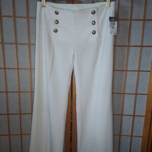White Sailor Front flap button up High waiste Pants